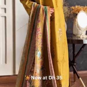 💛Mustard Yellow Floral Printed Lawn Suit with Dupatta – Now at Dh 35 Only