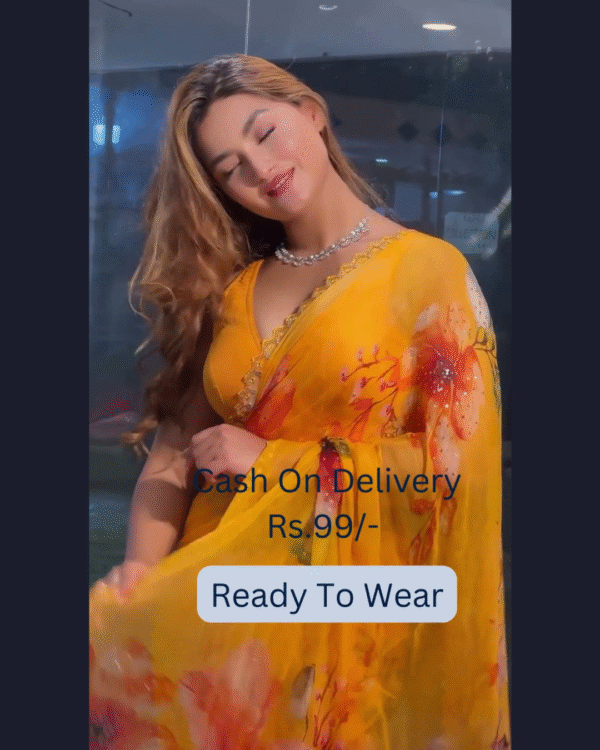 Yellow Banarasee Handwoven Crushed Tissue Saree with Multicolor Lace – A Regal Touch of Elegance - Image 6